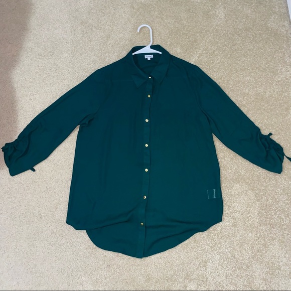 KISMET FOREST GREEN BUTTON DOWN SHIRT (M) - Picture 2 of 2